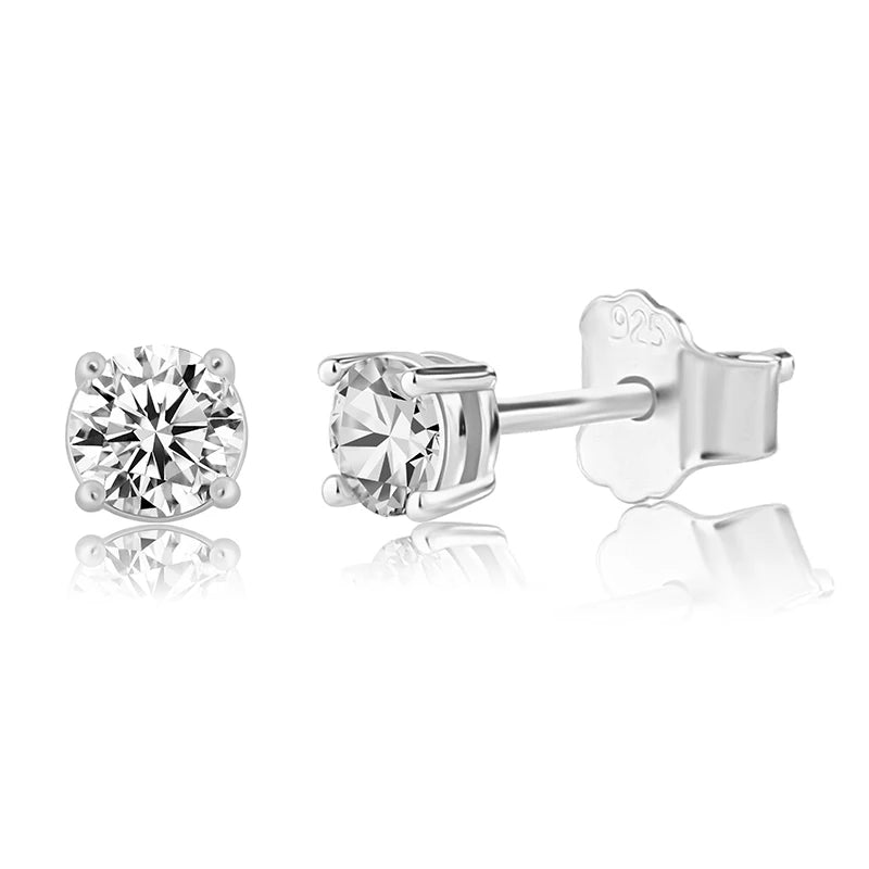 TOPGRILLZ 3/4/5MM 0.1-0.5 Carat D Color Moissanite Earrings 100% 925 Sterling Silver Earrings Fashion Charm Jewelry Women Gift