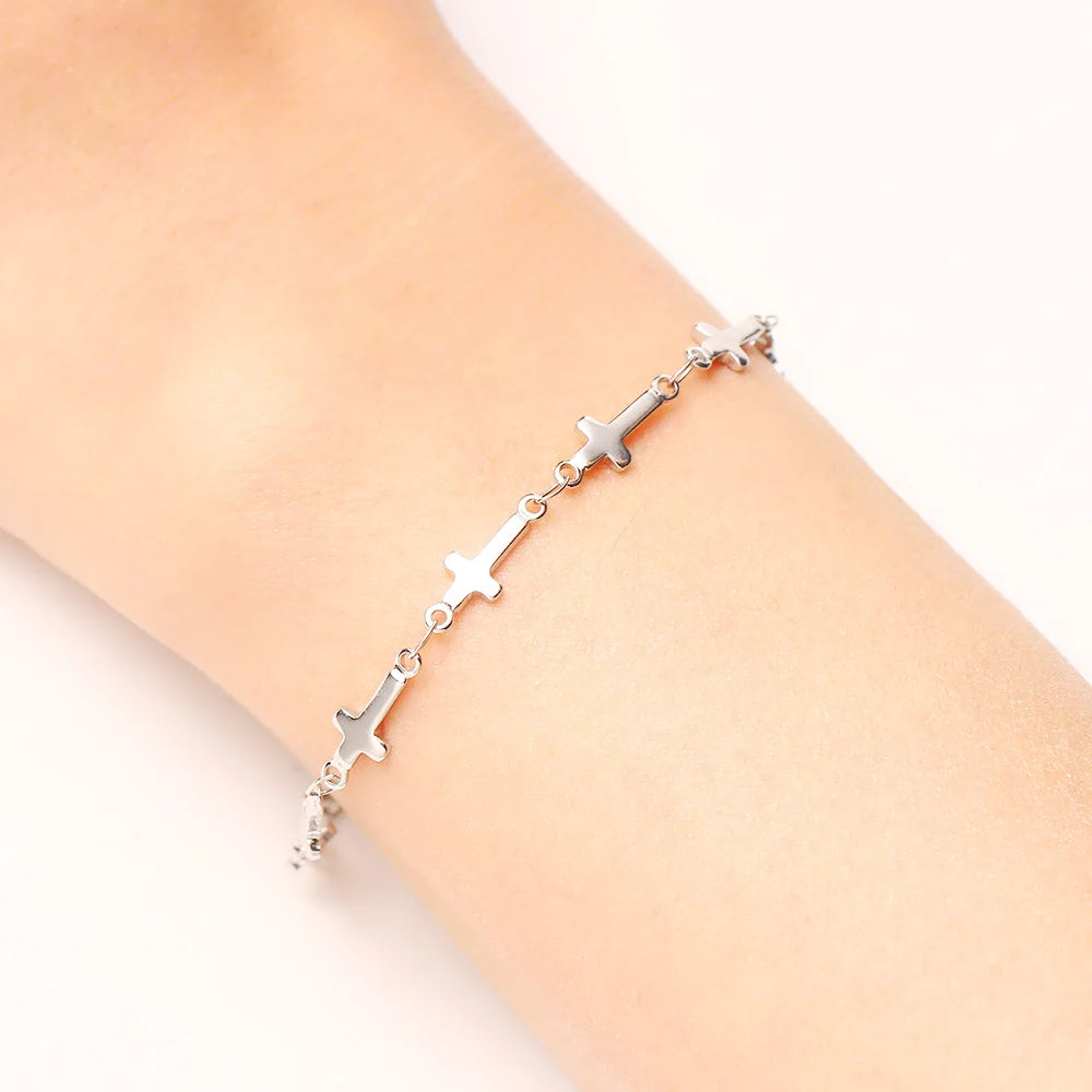 CACANA Stainless Steel Chain Bracelets For Man Women Gold Silver Color For Pendant Cross Donot Fade Jewelry N1778