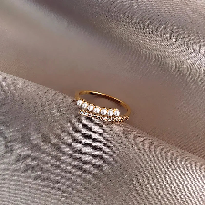 2020 Korean New Baroque Pearl Index Finger Ring Fashion Temperament Simple Versatile Ring Jewelry