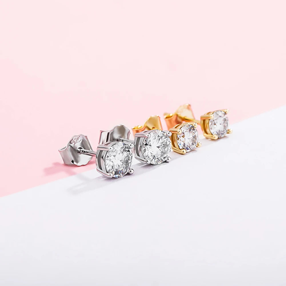 TOPGRILLZ 3/4/5MM 0.1-0.5 Carat D Color Moissanite Earrings 100% 925 Sterling Silver Earrings Fashion Charm Jewelry Women Gift