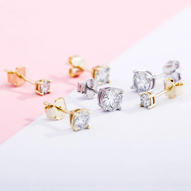TOPGRILLZ 3/4/5MM 0.1-0.5 Carat D Color Moissanite Earrings 100% 925 Sterling Silver Earrings Fashion Charm Jewelry Women Gift