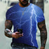 2022 verão nova camiseta masculina oversized casual relâmpago legal 3d