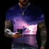 2022 verão nova camiseta masculina oversized casual relâmpago legal 3d