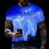 2022 verão nova camiseta masculina oversized casual relâmpago legal 3d