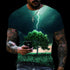 2022 verão nova camiseta masculina oversized casual relâmpago legal 3d