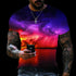2022 verão nova camiseta masculina oversized casual relâmpago legal 3d