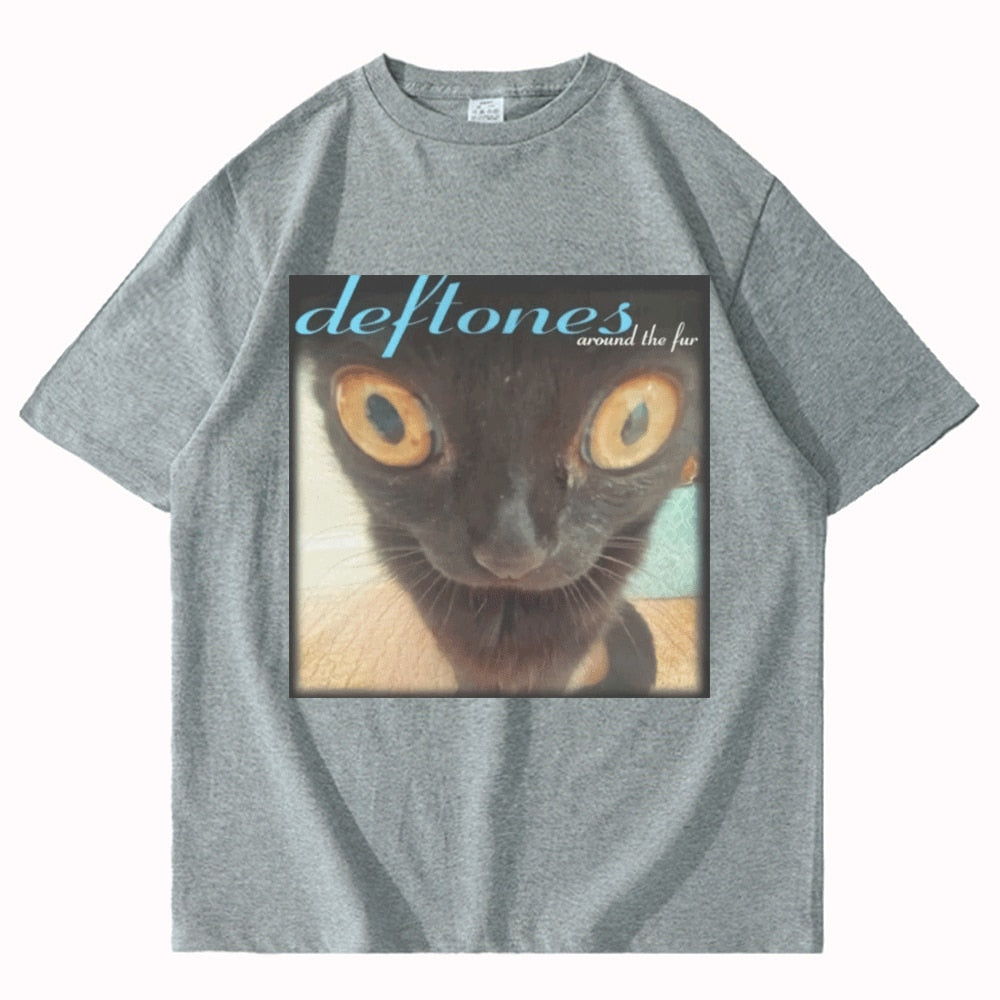 Deftones Around The Fur Cat T Shirt Men Women Street Hip hop Harajuku