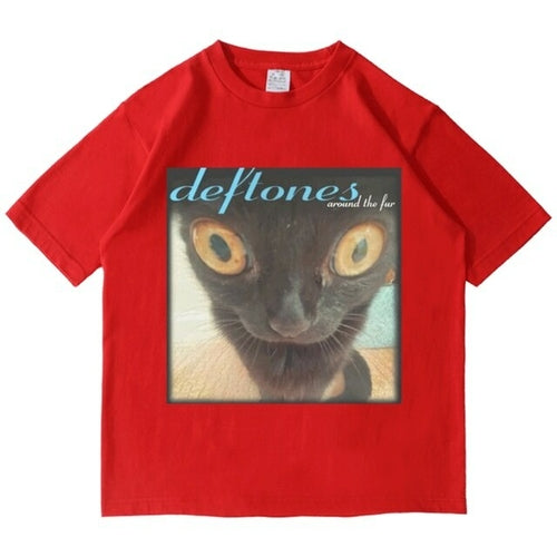 Deftones Around The Fur Cat T Shirt Men Women Street Hip hop Harajuku