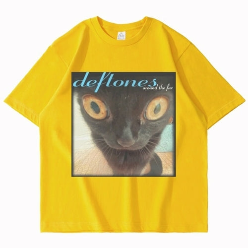 Deftones Around The Fur Cat T Shirt Men Women Street Hip hop Harajuku