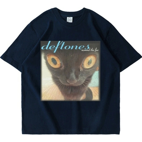 Deftones Around The Fur Cat T Shirt Men Women Street Hip hop Harajuku