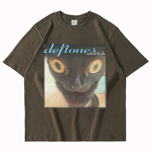 Deftones Around The Fur Cat T Shirt Men Women Street Hip hop Harajuku