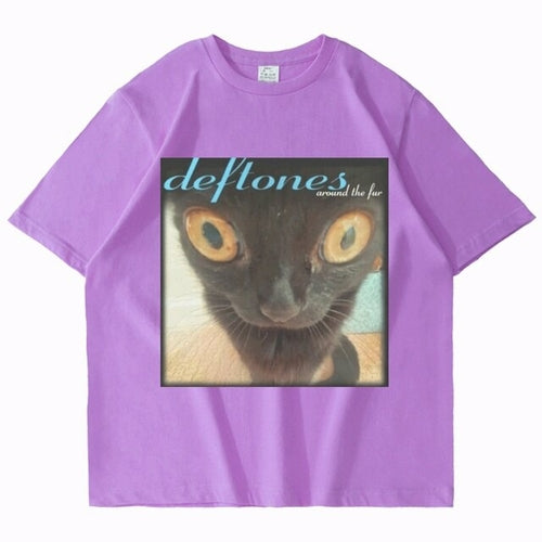 Deftones Around The Fur Cat T Shirt Men Women Street Hip hop Harajuku