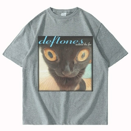 Deftones Around The Fur Cat T Shirt Men Women Street Hip hop Harajuku