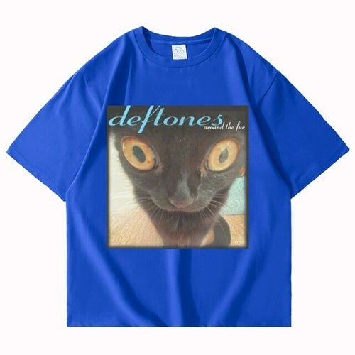 Deftones Around The Fur Cat T Shirt Men Women Street Hip hop Harajuku