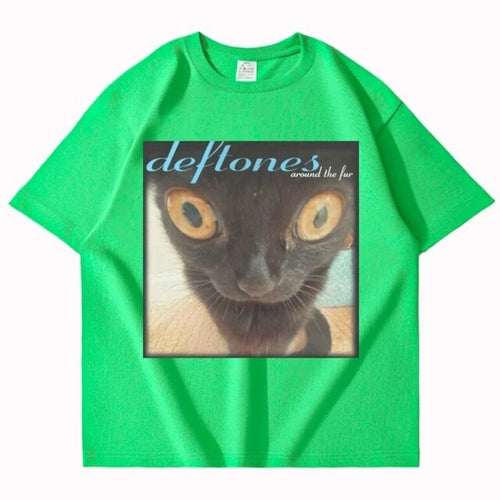 Deftones Around The Fur Cat T Shirt Men Women Street Hip hop Harajuku