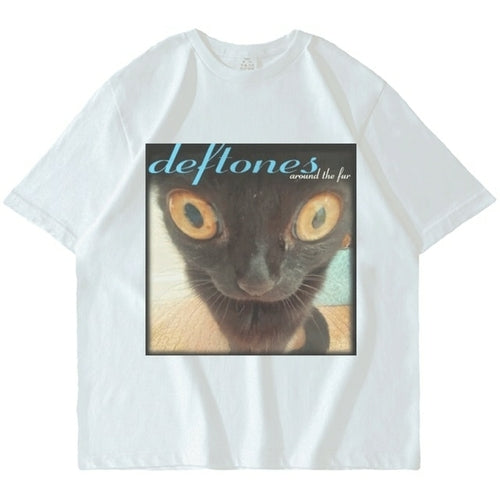 Deftones Around The Fur Cat T Shirt Men Women Street Hip hop Harajuku