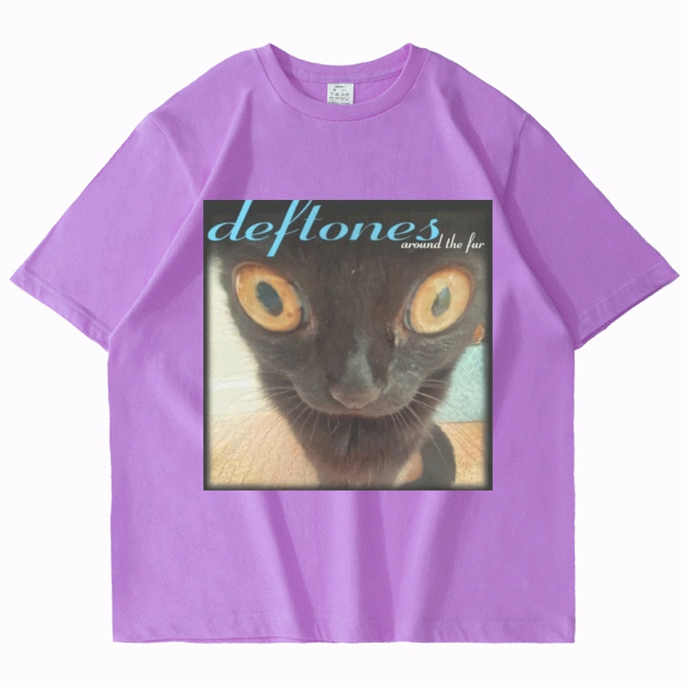 Deftones Around The Fur Cat T Shirt Men Women Street Hip hop Harajuku