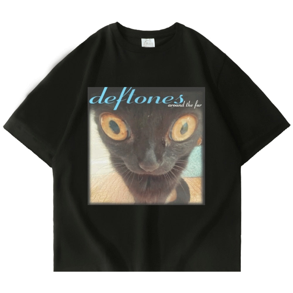 Deftones Around The Fur Cat T Shirt Men Women Street Hip hop Harajuku