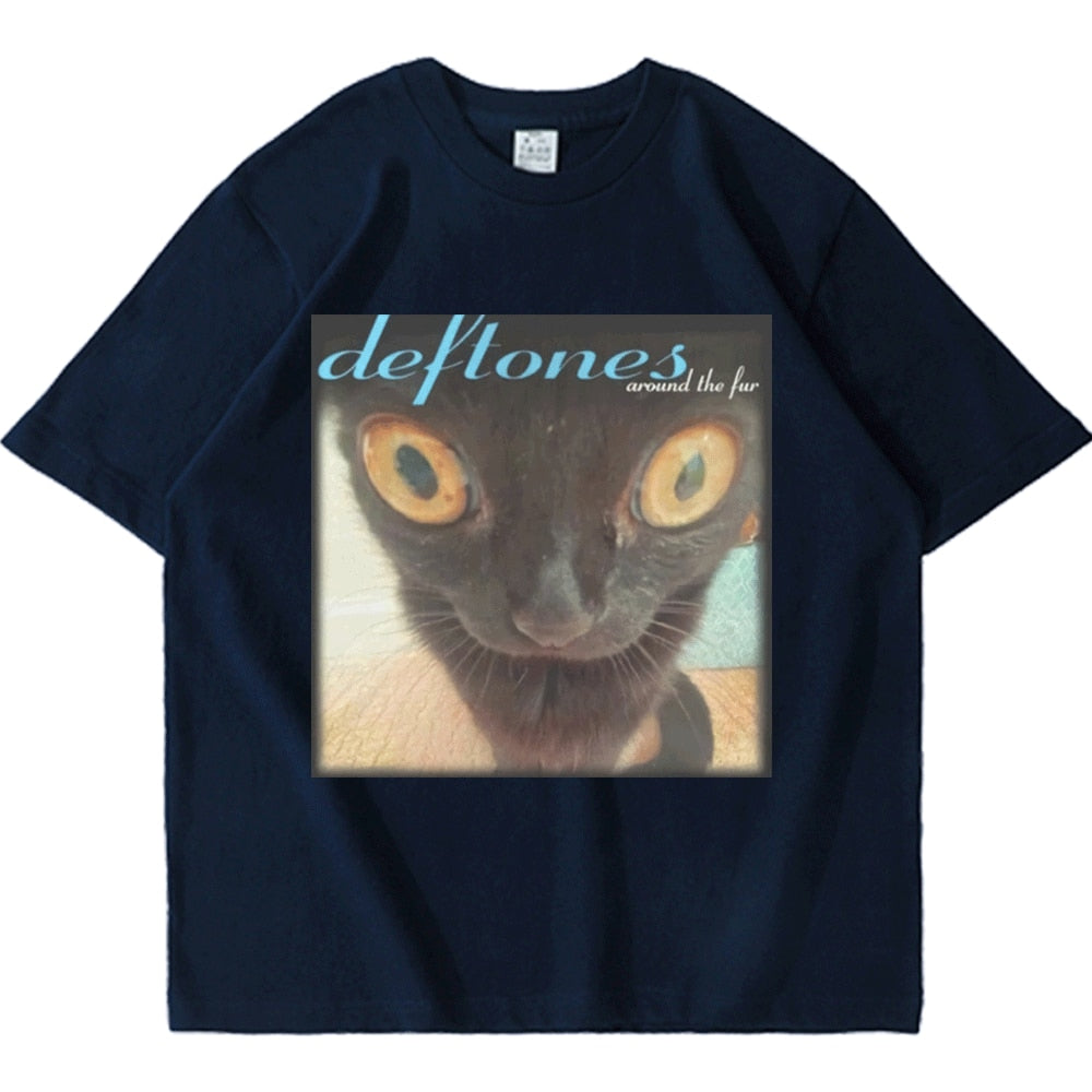 Deftones Around The Fur Cat T Shirt Men Women Street Hip hop Harajuku