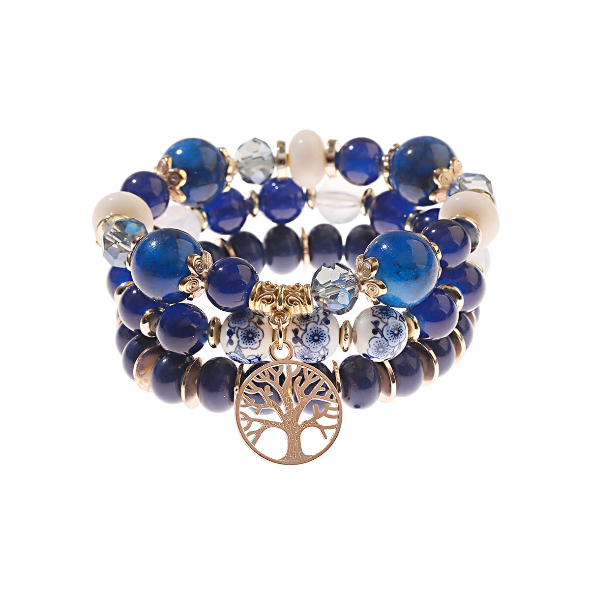 4 pçs/lote moda oco folha de ouro pingente pulseiras feminino étnico vintage cristal branco pedra contas envoltório pulseira boho jóias