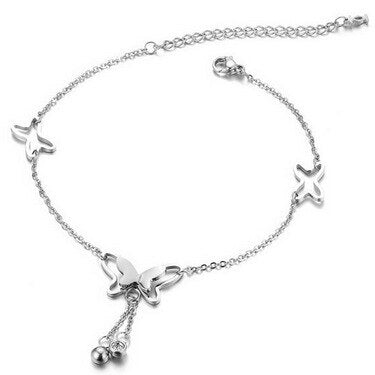 Aliexpress Butterfly Pendant Anklets Foot Chain Summer Yoga Beach Leg Bracelet Handmade Anklet Rose Gold Silver Color Jewelry