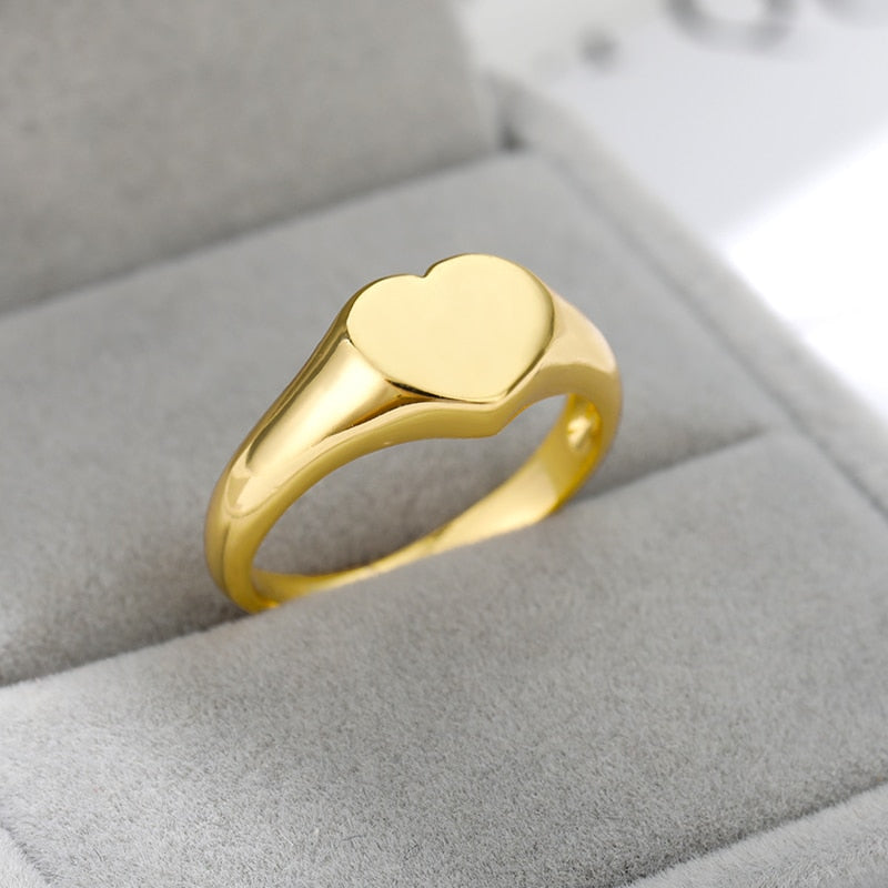 Heart Rings For Women Stainless Steel Gold Silver Color Heart Wedding Couple Rings Aesthetic Jewelry Anniversary Bague Femme