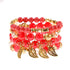 4 pçs/lote moda oco folha de ouro pingente pulseiras feminino étnico vintage cristal branco pedra contas envoltório pulseira boho jóias