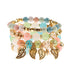 4 pçs/lote moda oco folha de ouro pingente pulseiras feminino étnico vintage cristal branco pedra contas envoltório pulseira boho jóias
