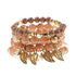 4 pçs/lote moda oco folha de ouro pingente pulseiras feminino étnico vintage cristal branco pedra contas envoltório pulseira boho jóias