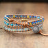 Pulseiras femininas de alta qualidade, pedra de opala natural, strass, 3 fileiras, pulseira de couro, elegante, boho, dropship
