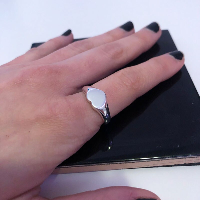 Heart Rings For Women Stainless Steel Gold Silver Color Heart Wedding Couple Rings Aesthetic Jewelry Anniversary Bague Femme