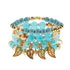 4 pçs/lote moda oco folha de ouro pingente pulseiras feminino étnico vintage cristal branco pedra contas envoltório pulseira boho jóias
