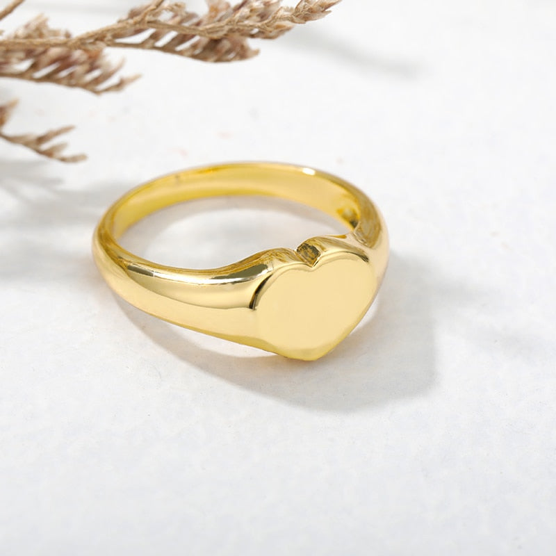 Heart Rings For Women Stainless Steel Gold Silver Color Heart Wedding Couple Rings Aesthetic Jewelry Anniversary Bague Femme