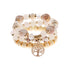 4 pçs/lote moda oco folha de ouro pingente pulseiras feminino étnico vintage cristal branco pedra contas envoltório pulseira boho jóias