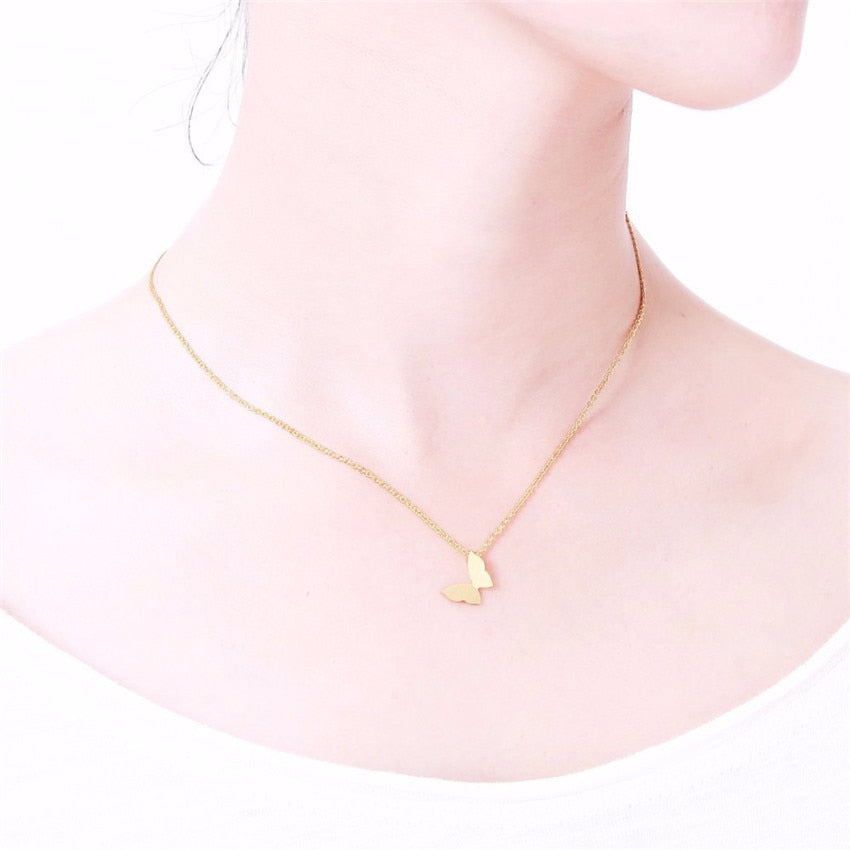 GORGEOUS TALE Jewelry Collier Stainless Steel Chain Butterfly Elephant Panda Birds Pendants Bijoux Femme Choker Necklaces Women
