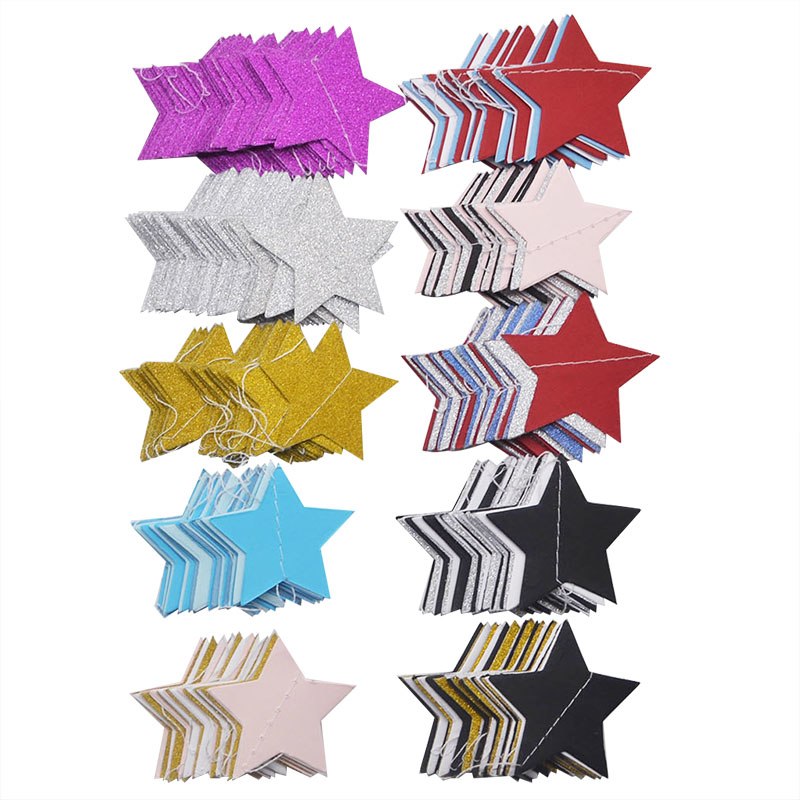 Fashion Wall Hanging Paper Star Garlands 2m Long Birthday String Chain Wedding Party Banner Handmade Children Room Home Decor