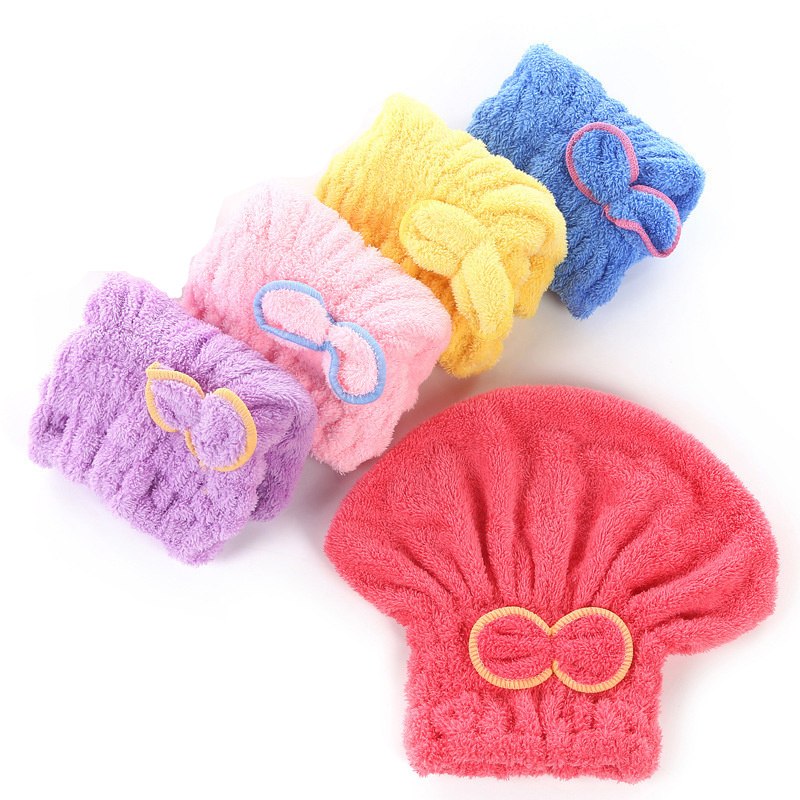 New 5 Color Colorful Shower Cap Wrapped Towels Microfiber Bathroom Hats Solid Superfine Quickly Dry Hair Hat Bath Accessories
