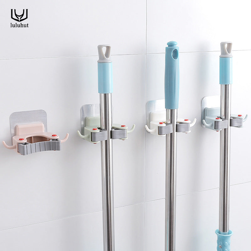 luluhut Nail-free mop holder multi-function traceless Brush Broom Hanger Household Mop Brush Hanger bathroom hook Kitchen Gadget