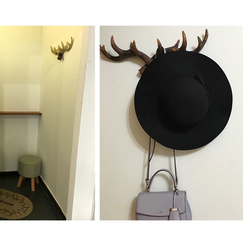 American Style Retro Antlers Decorative Wall Hanging Coat Racks Creative Clothing Store Entrance Door Wall key hook 49*6*17cm