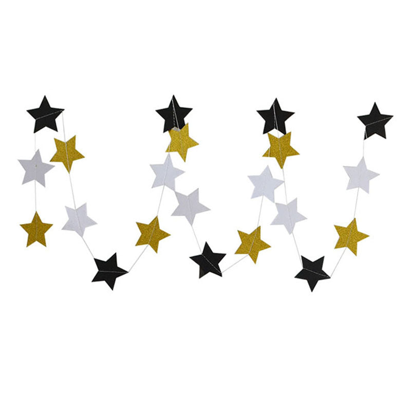 Fashion Wall Hanging Paper Star Garlands 2m Long Birthday String Chain Wedding Party Banner Handmade Children Room Home Decor