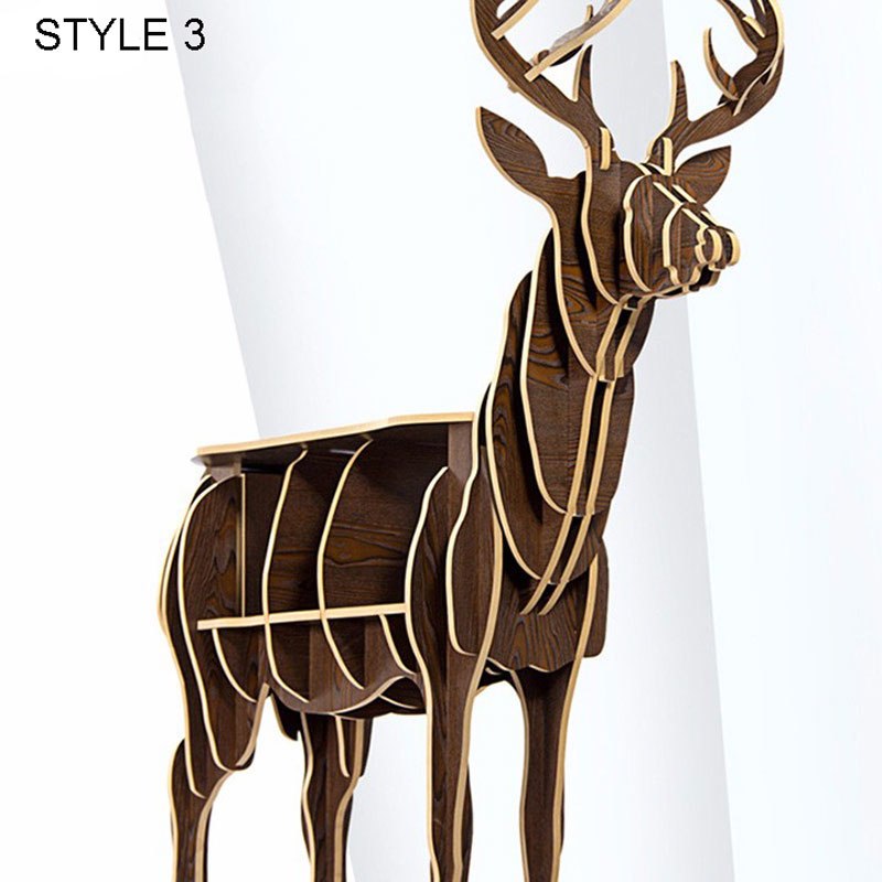 Modern  Creative Elk wood Deer Desk Coffee Table Wooden Home Furniture Storage Study Book Shelf Household  Side Table 72*64*26cm