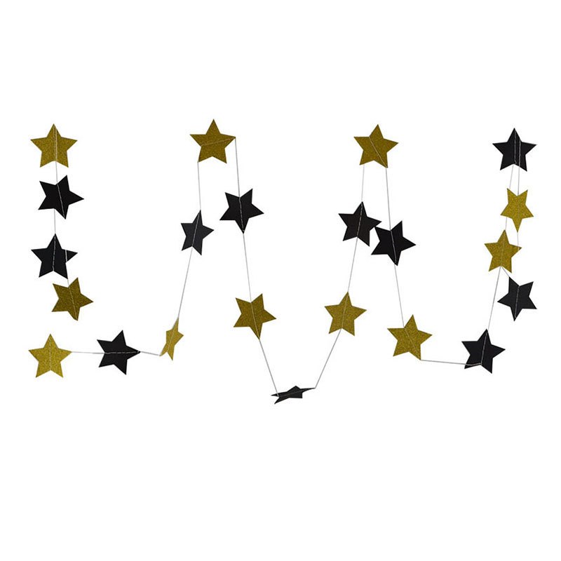 Fashion Wall Hanging Paper Star Garlands 2m Long Birthday String Chain Wedding Party Banner Handmade Children Room Home Decor