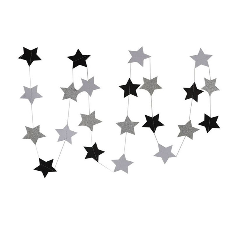Fashion Wall Hanging Paper Star Garlands 2m Long Birthday String Chain Wedding Party Banner Handmade Children Room Home Decor