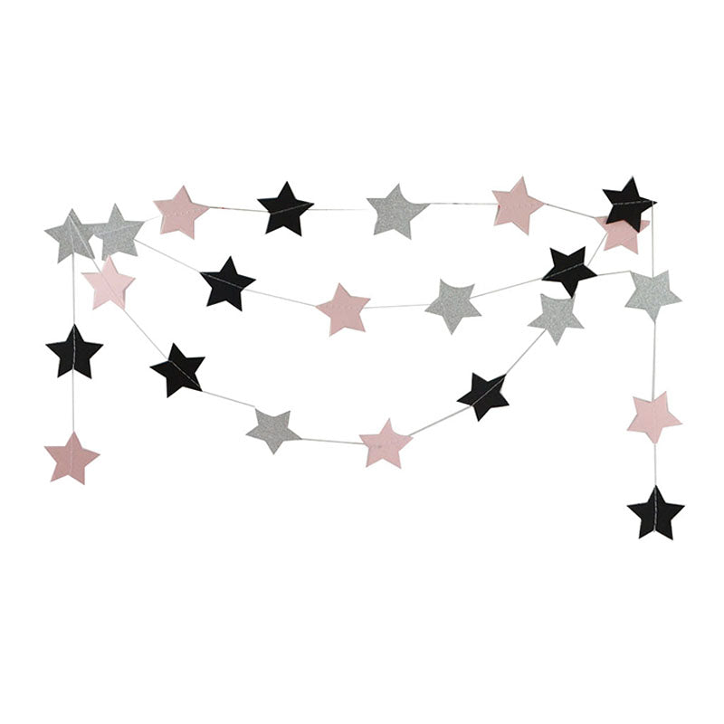 Fashion Wall Hanging Paper Star Garlands 2m Long Birthday String Chain Wedding Party Banner Handmade Children Room Home Decor