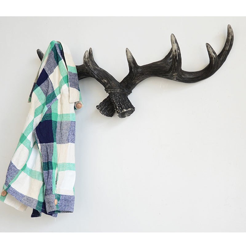 American Style Retro Antlers Decorative Wall Hanging Coat Racks Creative Clothing Store Entrance Door Wall key hook 49*6*17cm
