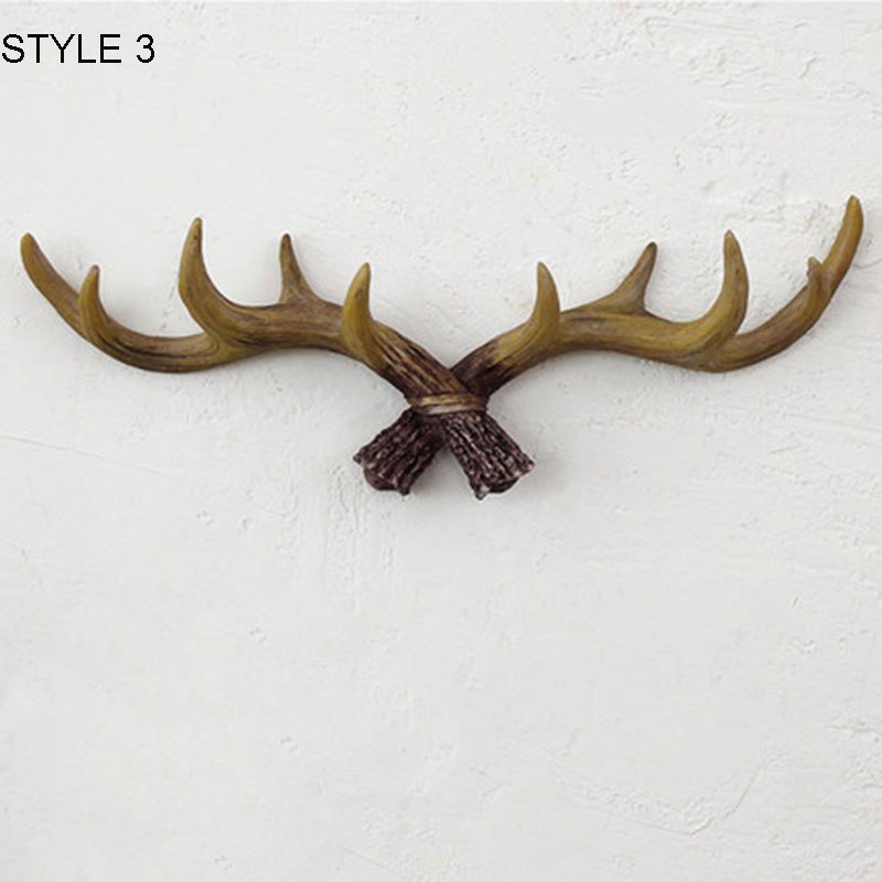 Estilo americano retro chifres decorativos parede pendurado cabides criativo loja de roupas porta entrada parede chave gancho 49*6*17cm