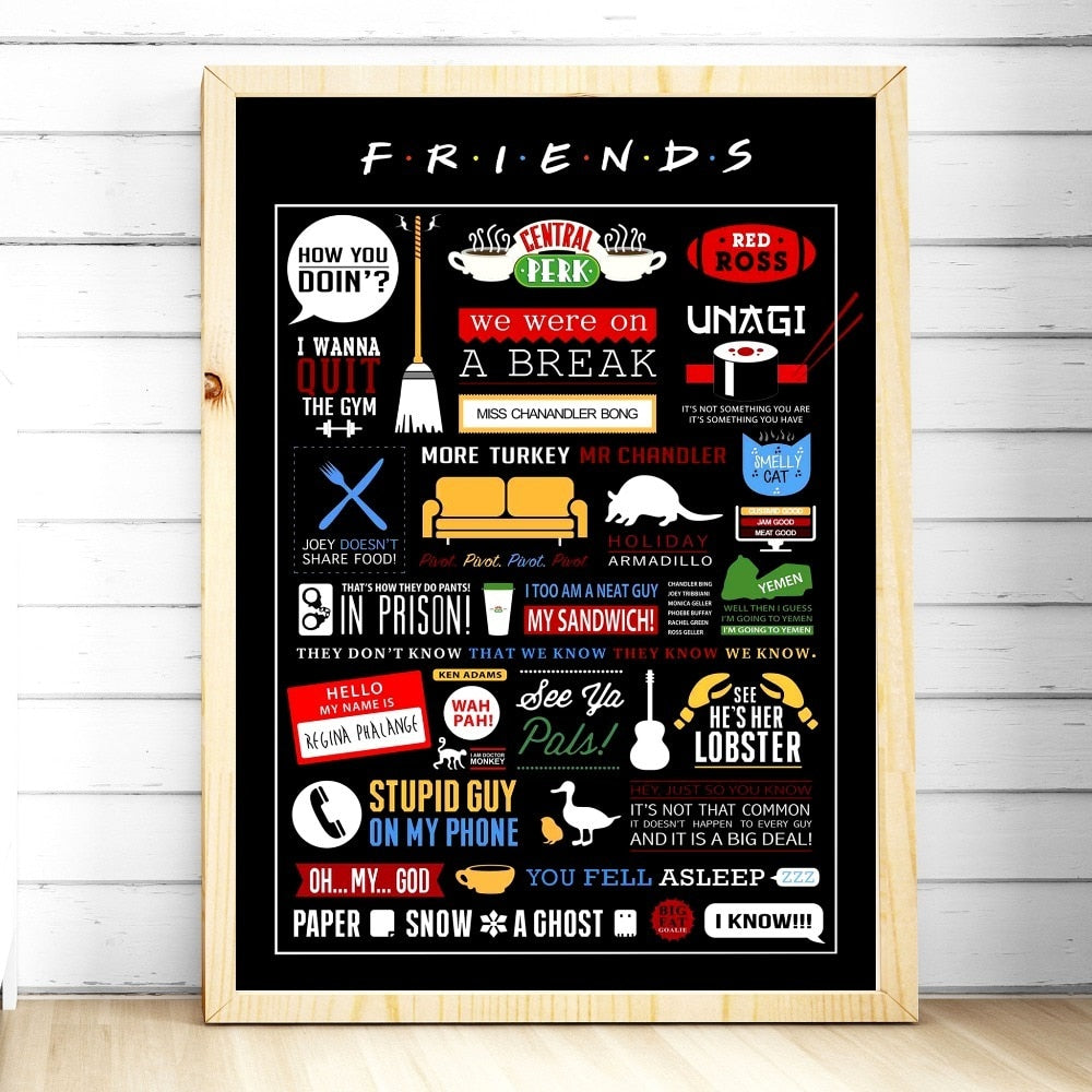Friends TV Show Classic Quote Posters and Prints Wall art Decorative Picture Canvas Painting For Living Room Home Decor Unframed