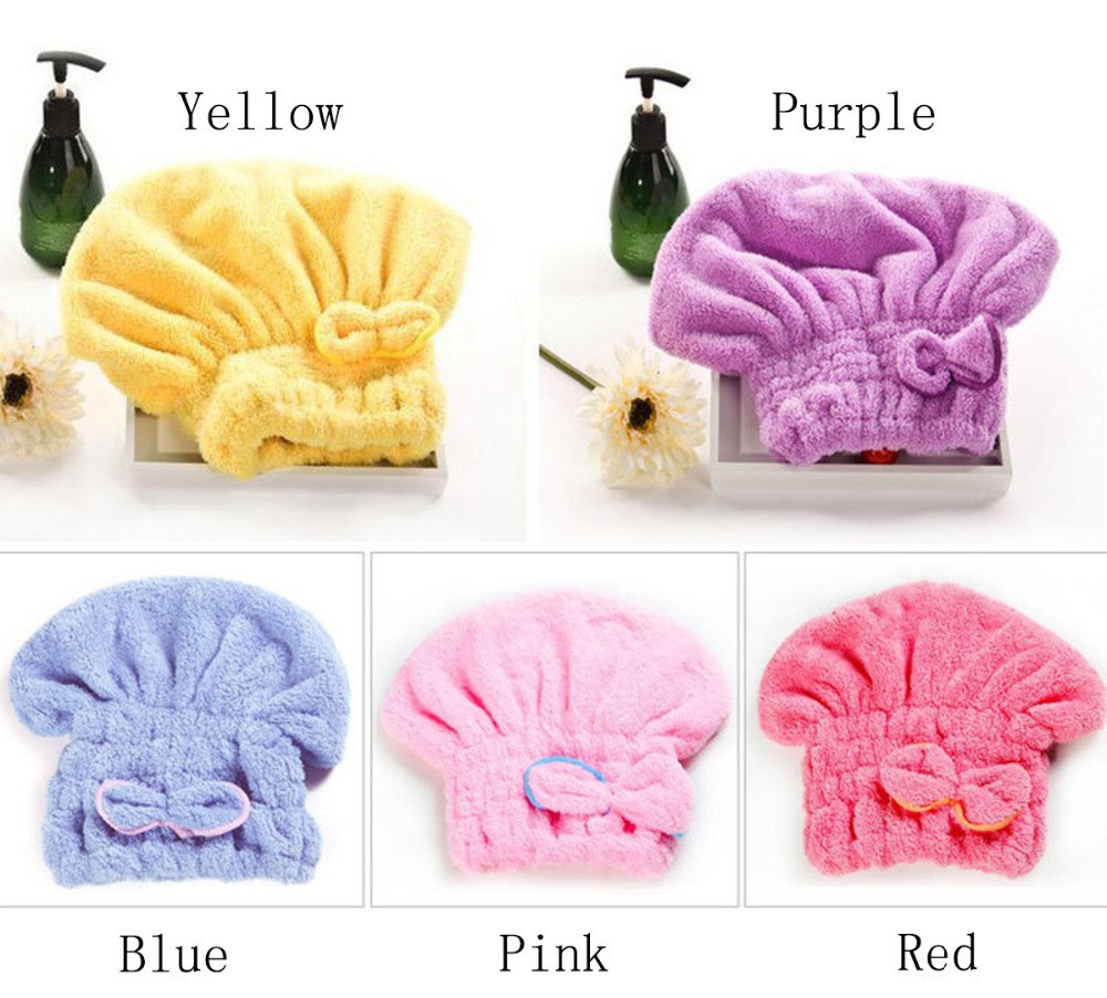 New 5 Color Colorful Shower Cap Wrapped Towels Microfiber Bathroom Hats Solid Superfine Quickly Dry Hair Hat Bath Accessories