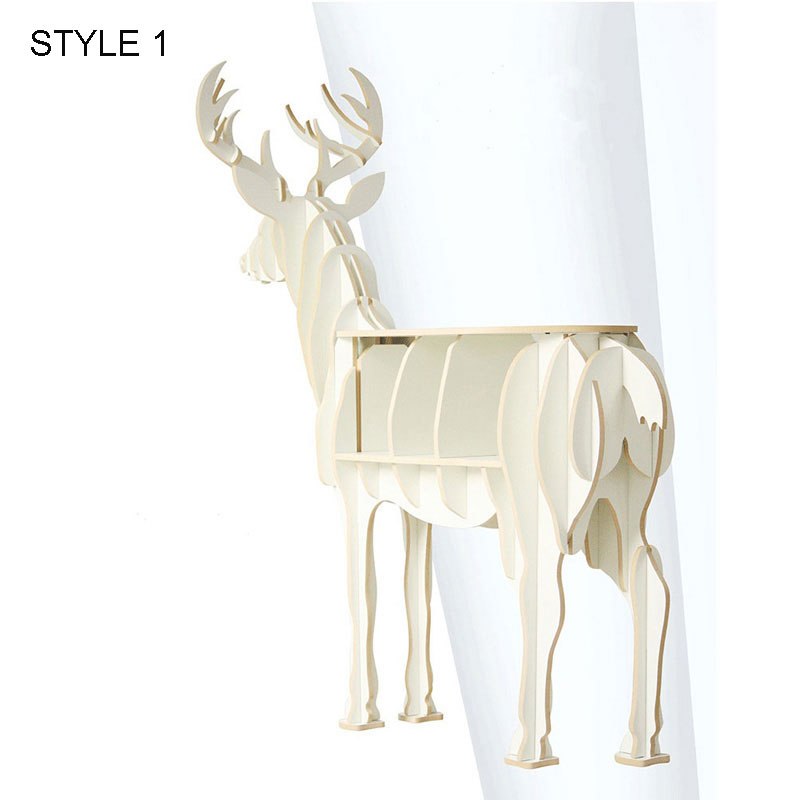 Modern  Creative Elk wood Deer Desk Coffee Table Wooden Home Furniture Storage Study Book Shelf Household  Side Table 72*64*26cm