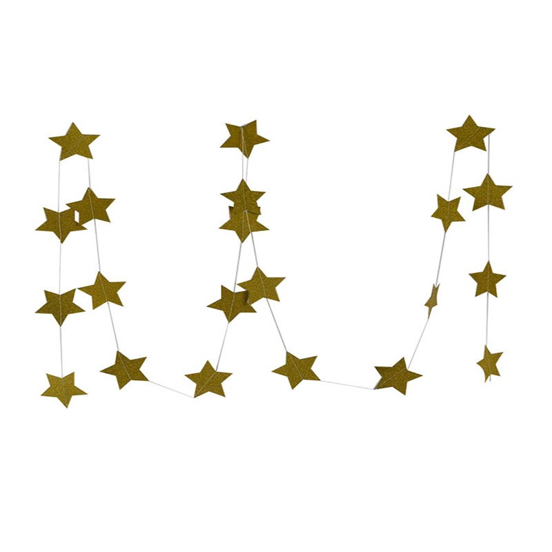 Fashion Wall Hanging Paper Star Garlands 2m Long Birthday String Chain Wedding Party Banner Handmade Children Room Home Decor